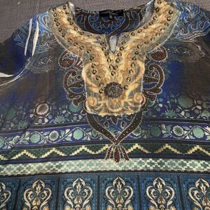 Whimsigoth Top 1X  Retro Asymmetrical Sleeves Studded Hippie 70’s byAvenida Axal